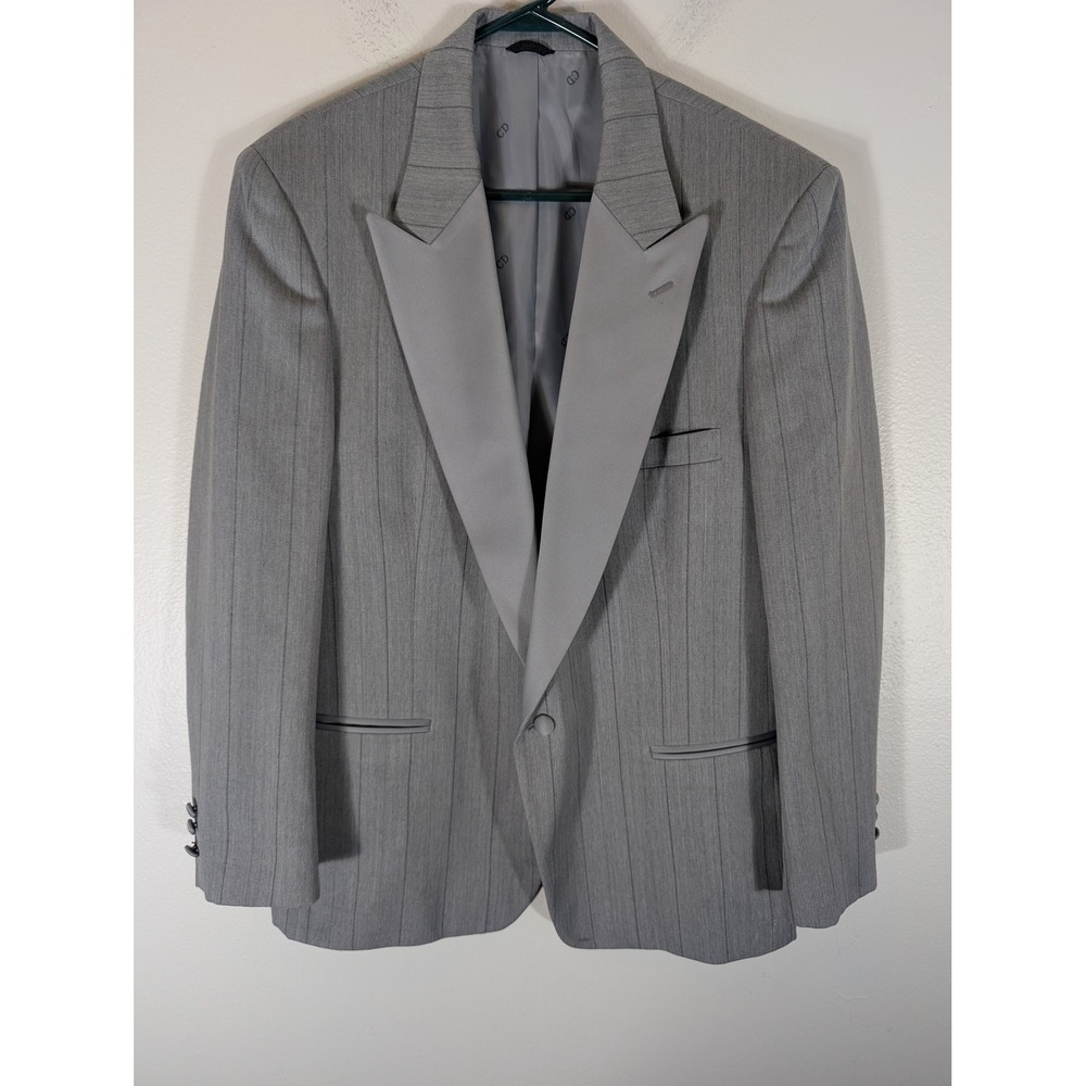 Christian Dior Monsieur Men's 44R Grey Pinstripe Tuxedo Jacket Gray Blazer